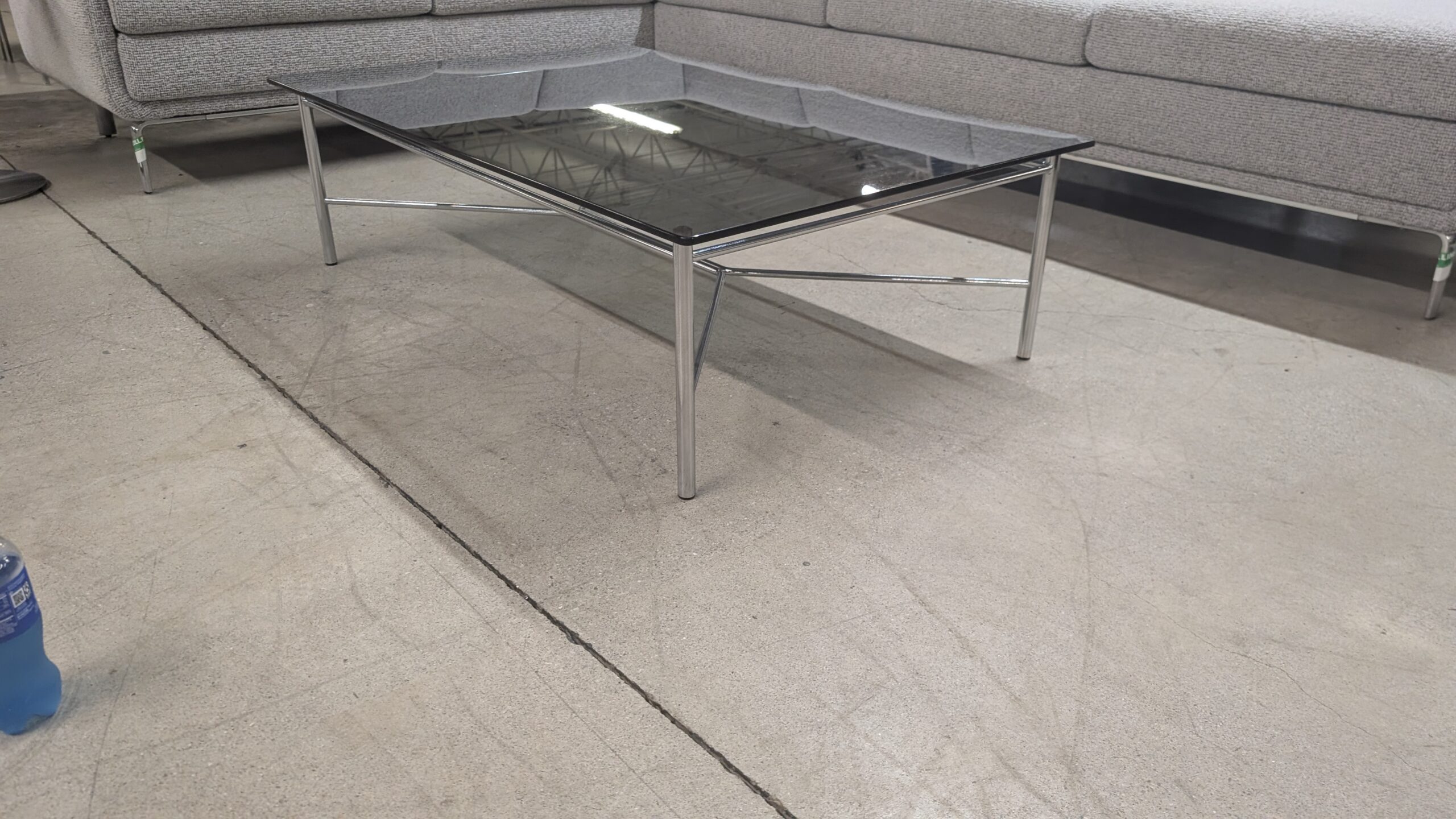 Smoked Glass Coffee Table with Chrome Legs