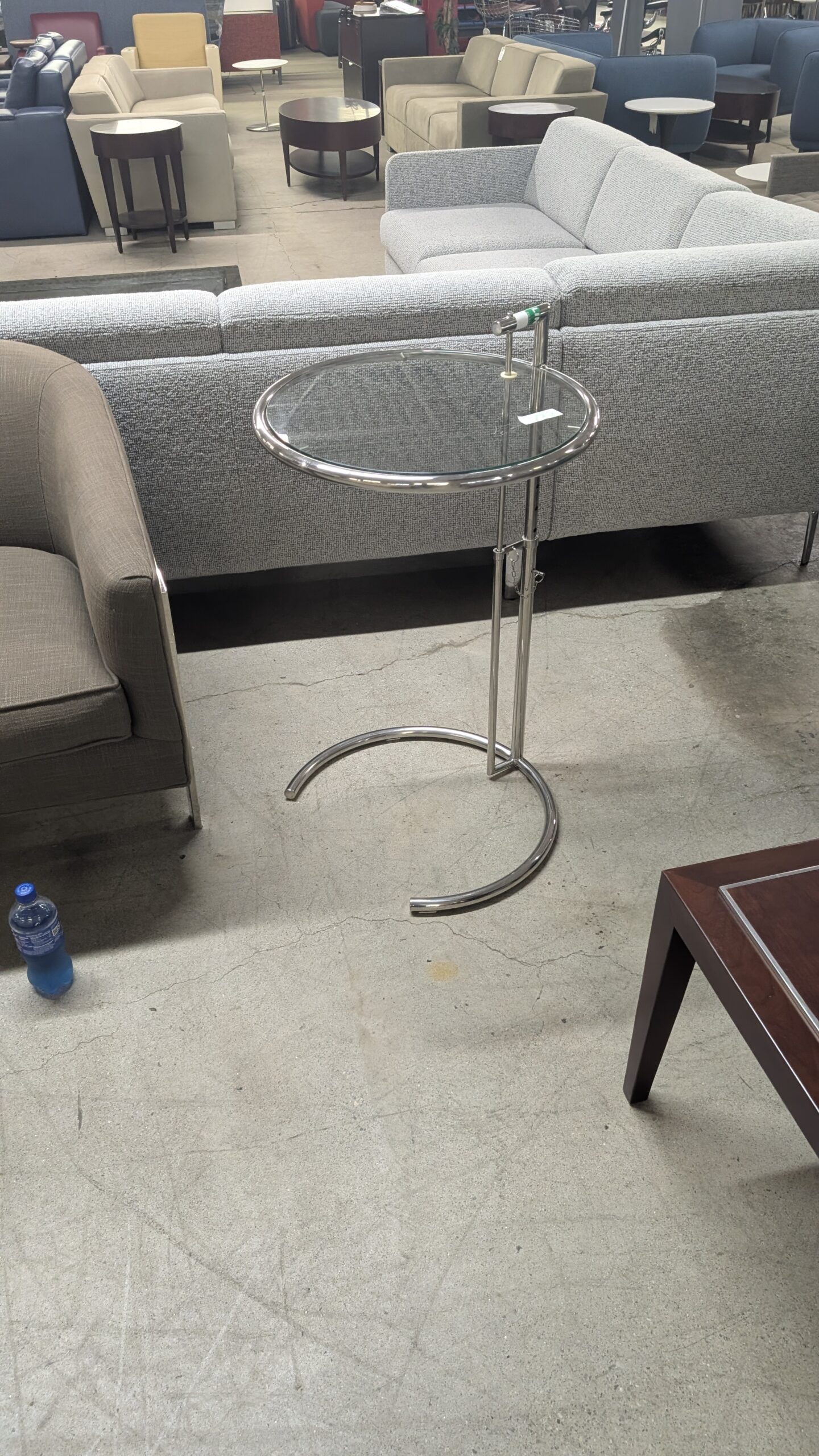 Adjustable Round Glass End Table