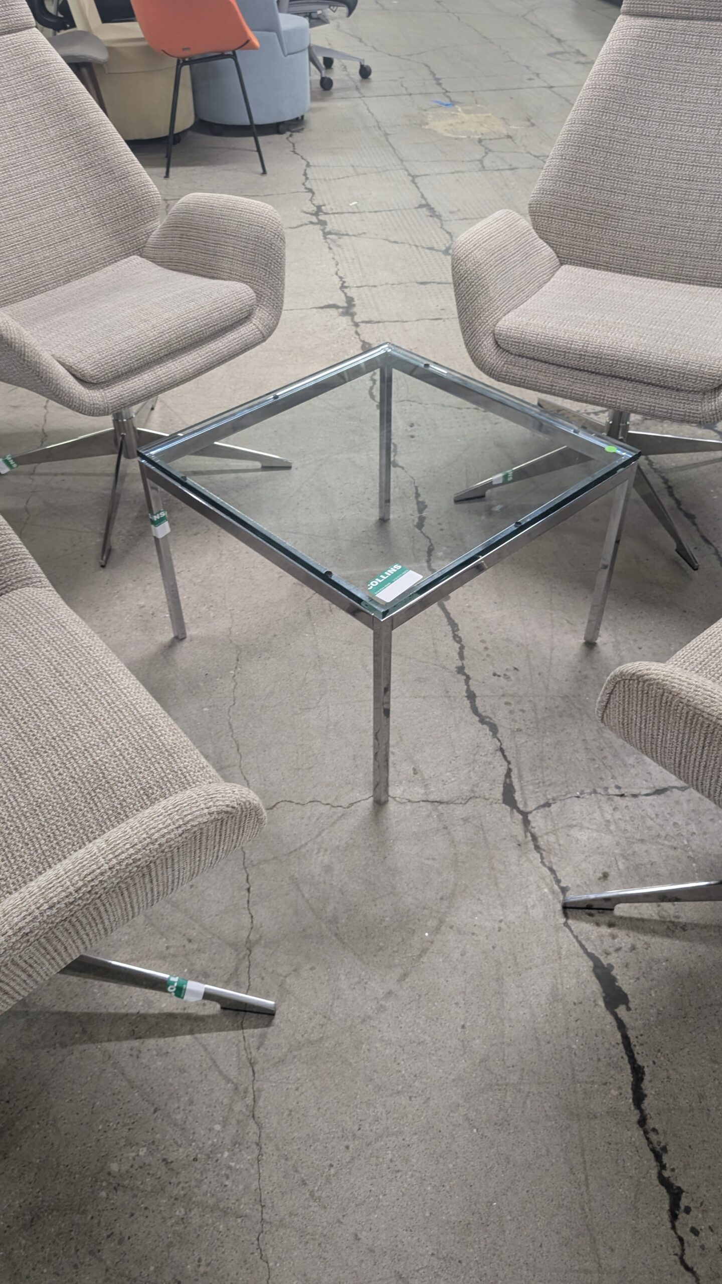 Square Glass Side Table with Chrome Legs