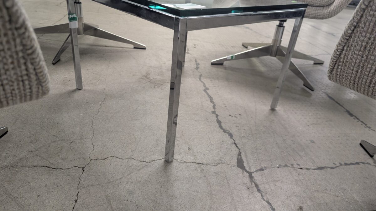 Square Glass Side Table with Chrome Legs photo