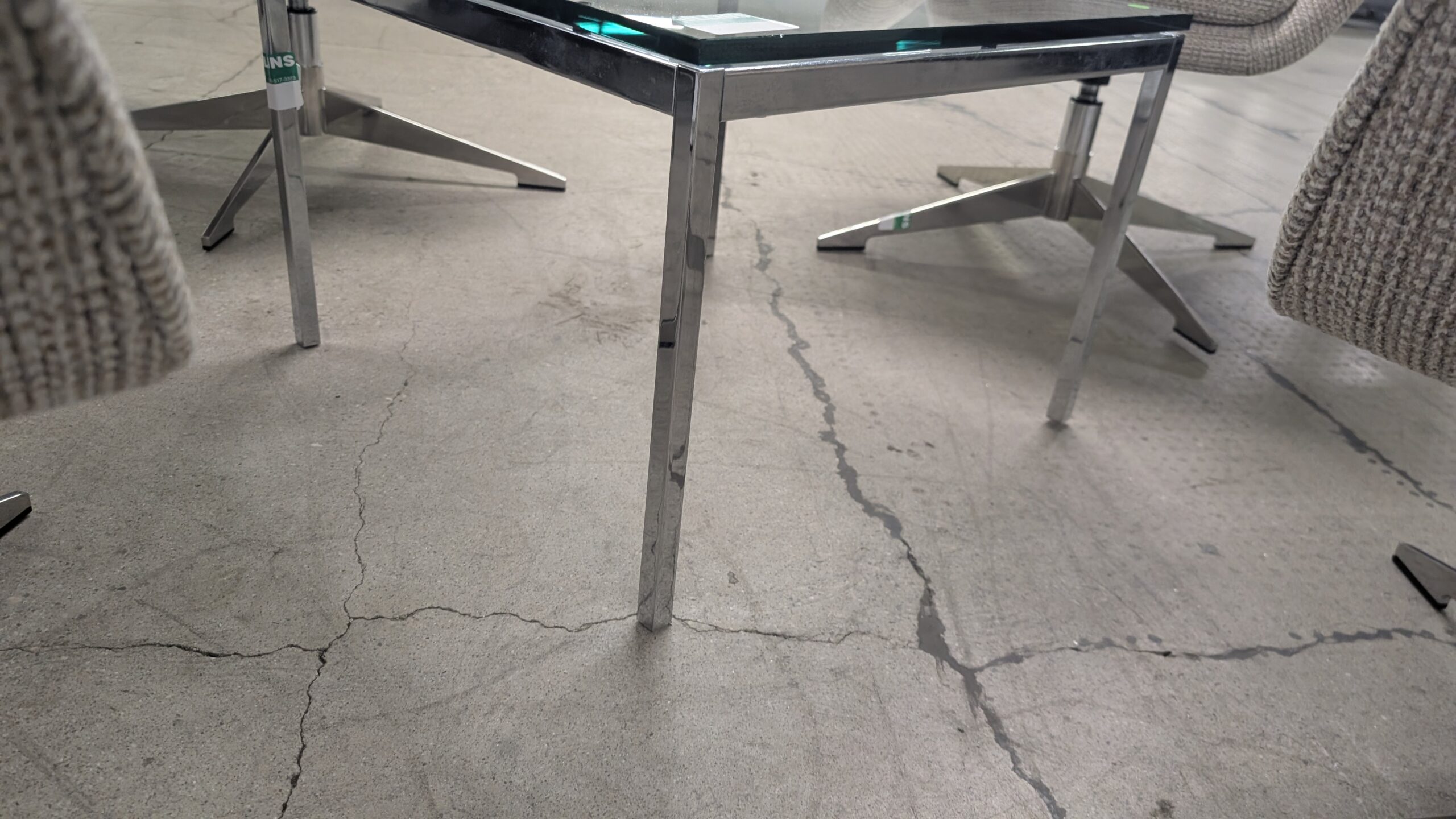 Square Glass Side Table with Chrome Legs