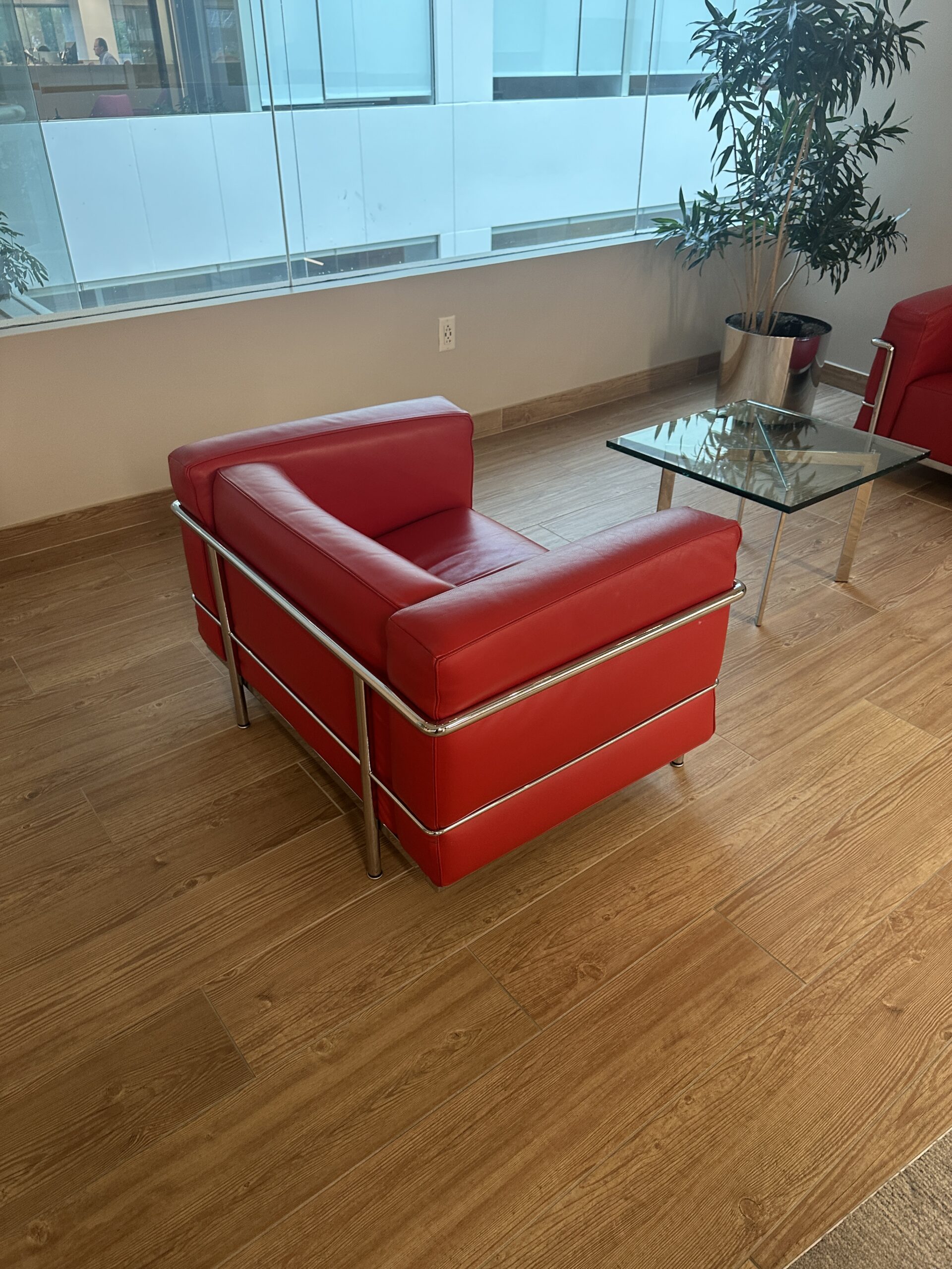 Cassina LC2 Style Lounge Chair in Red Leather
