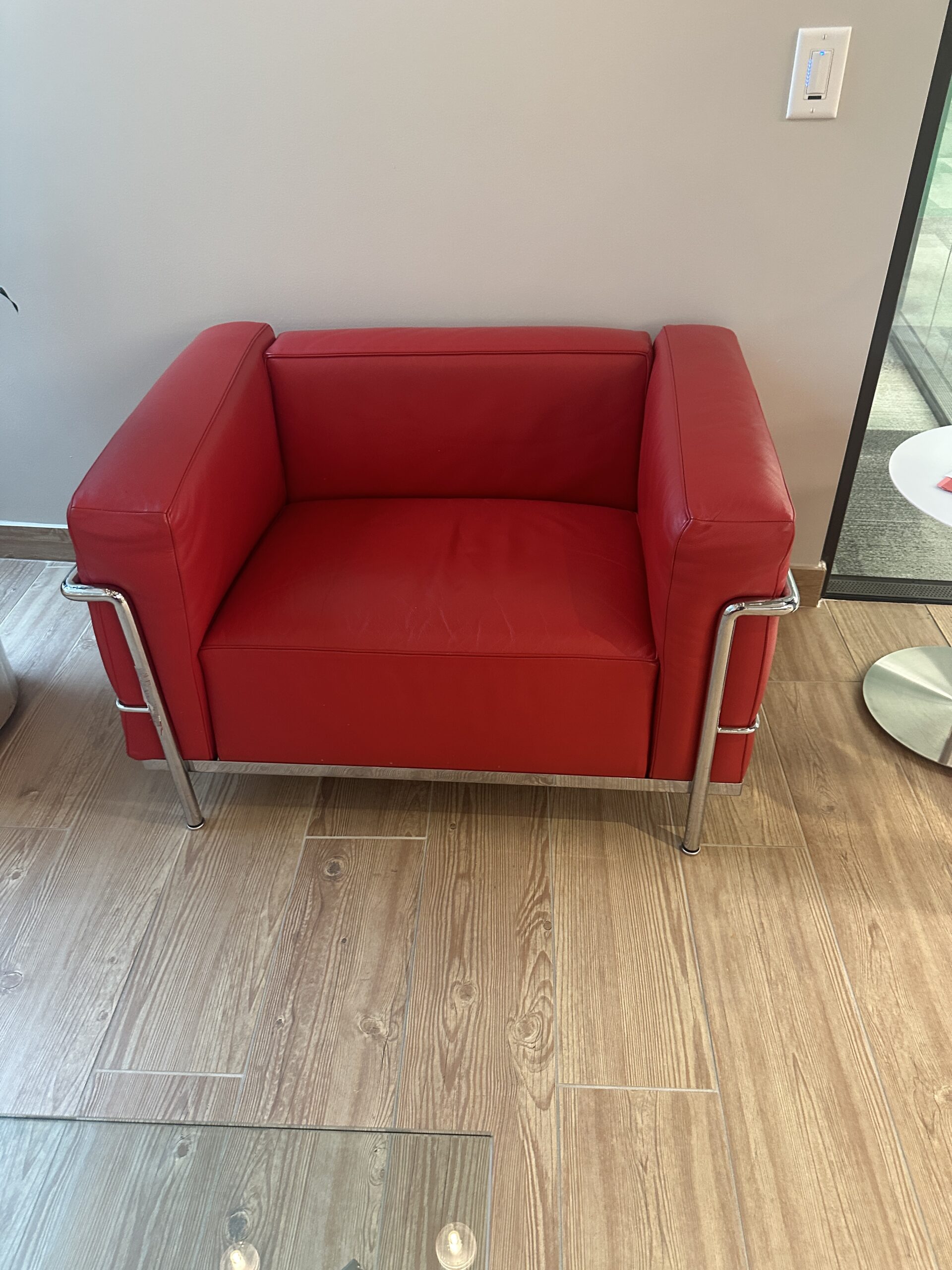 Cassina LC2 Style Lounge Chair in Red Leather