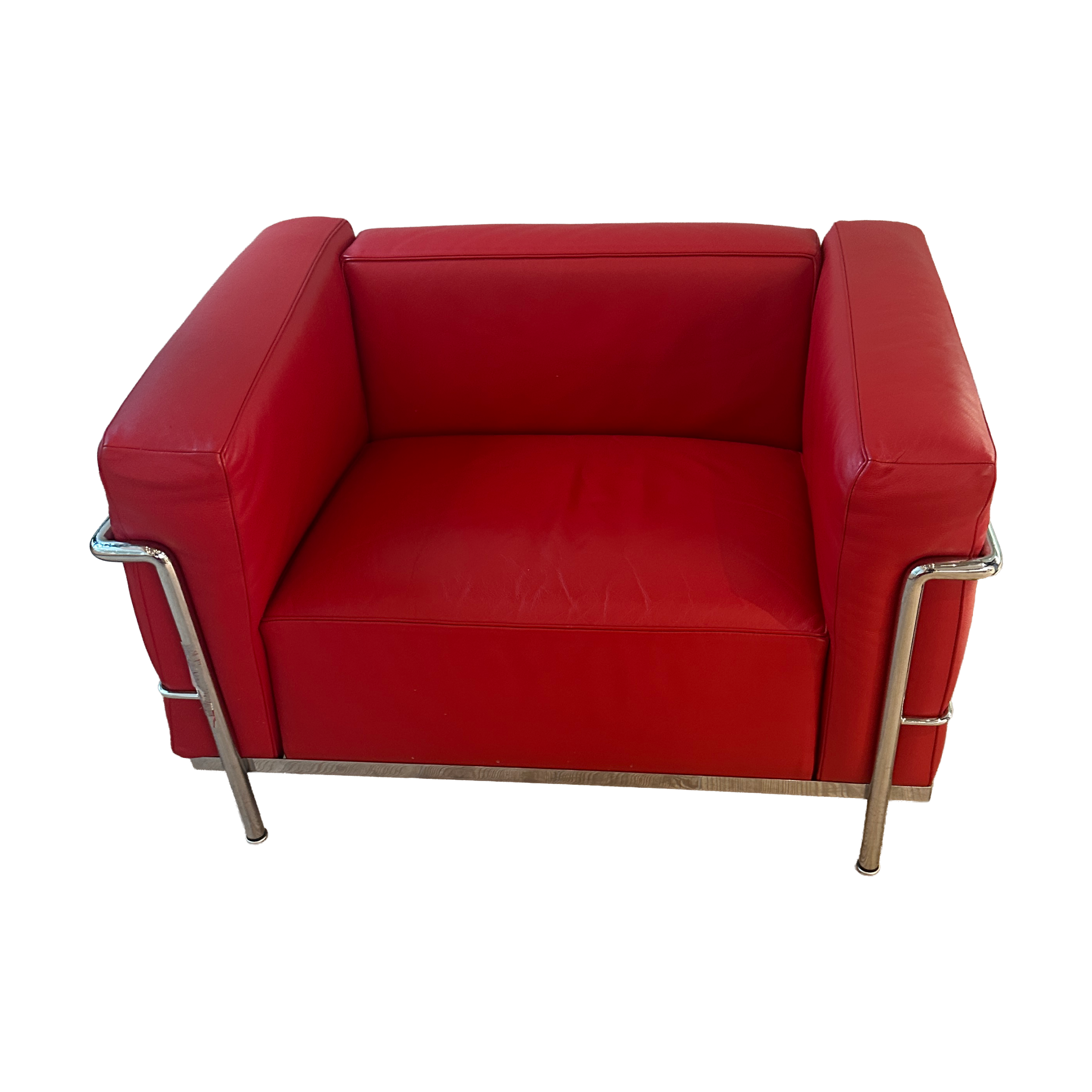 Cassina LC2 Style Lounge Chair in Red Leather