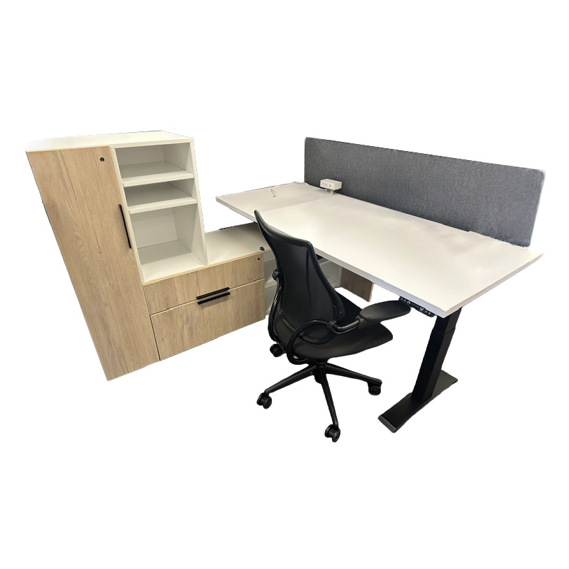 Knoll Sit-Stand Private Office Desk Set photo