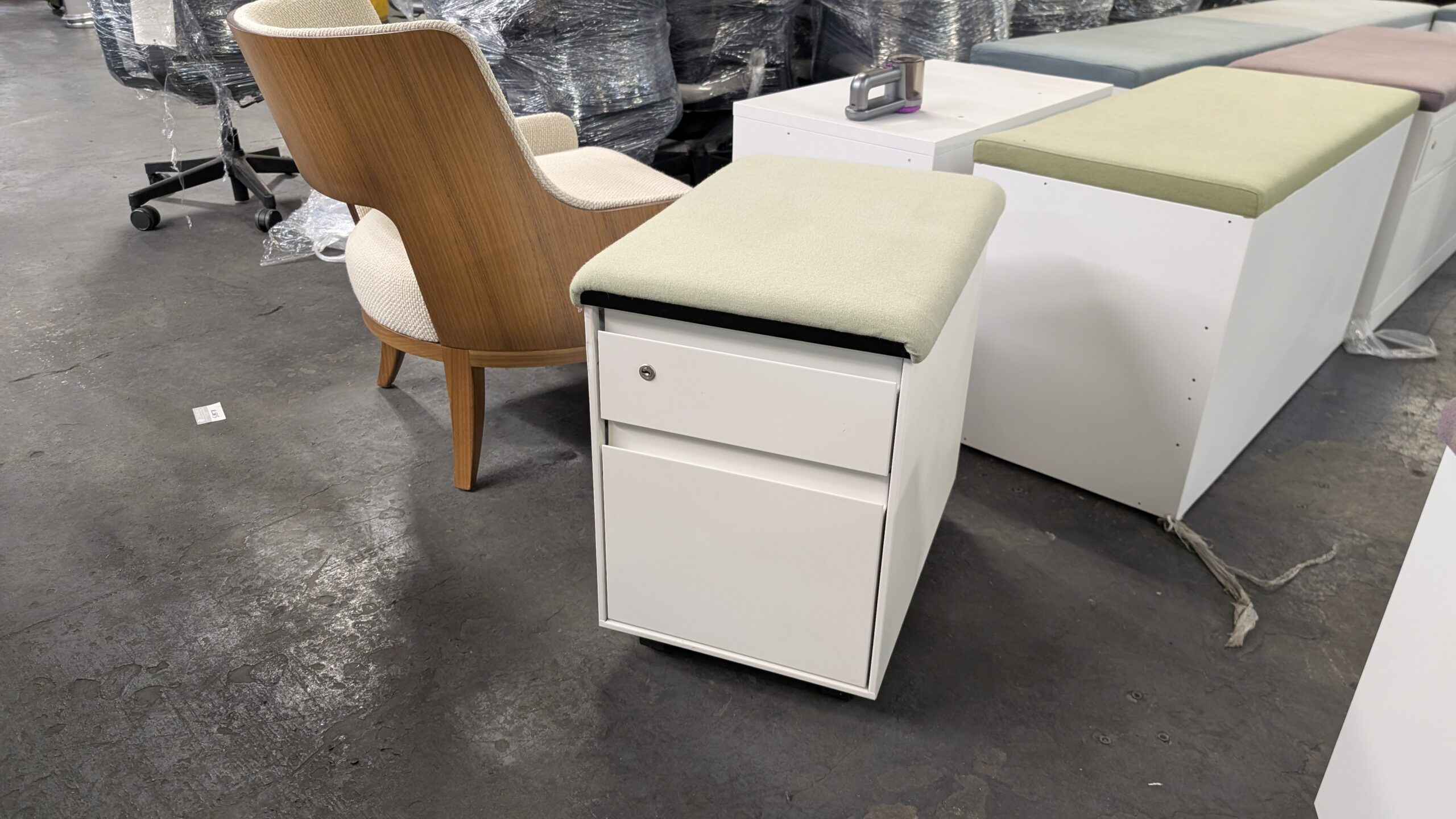 Green Steelcase Mobile Pedestals